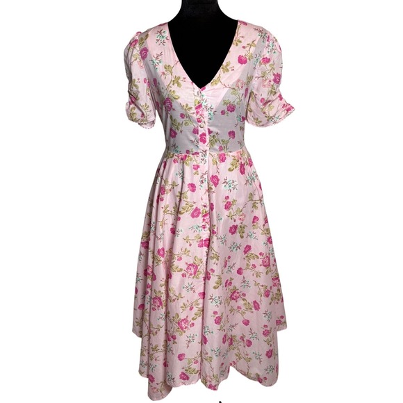 LoveShackFancy Dresses & Skirts - LoveShackFancy x Target Pink Floral Midi Dress Puff Sleeve Cottagecore sz 2 NWT